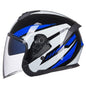 GXT Electric Vehicle Four Seasons Sun Protection & Windshield Double Lens Helmet, Size: L(Bright Black Blue)