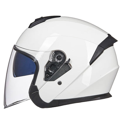 GXT Electric Vehicle Four Seasons Sun Protection & Windshield Double Lens Helmet, Size: XL(Bright White)