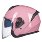 GXT Electric Vehicle Four Seasons Sun Protection & Windshield Double Lens Helmet, Size: XL(Light Pink)