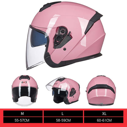 GXT Electric Vehicle Four Seasons Sun Protection & Windshield Double Lens Helmet, Size: XL(Bright Black Red)