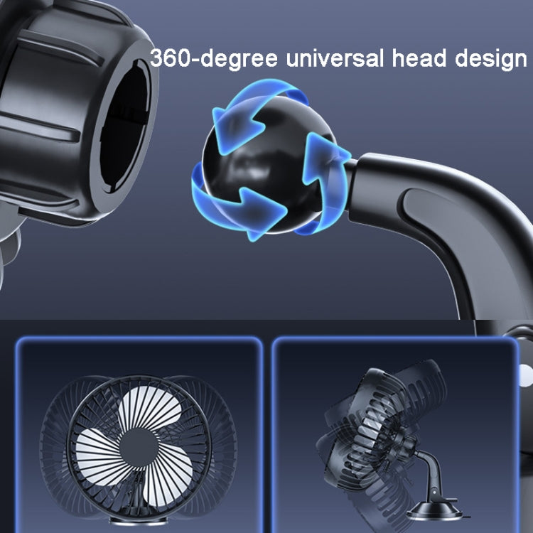 SUITU  12V/24V Mini Car Fan USB Charging Single Head Fan 360 Degree Cooling Fan, Style: Seat Back Model