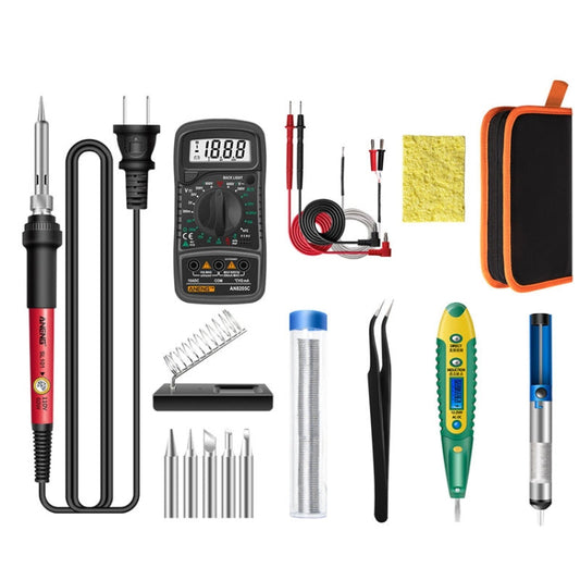 ANENG SL101 Ensemble de 16 fers à souder à température constante avec thermostat rotatif 60W Kit d'outils de soudage à chaleur interne (prise US)