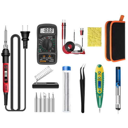 ANENG SL102 16 pièces/ensemble Thermostat numérique Kit de fer à souder ménager à température constante 60W Kit d'outils de soudage à chaleur interne (prise US)
