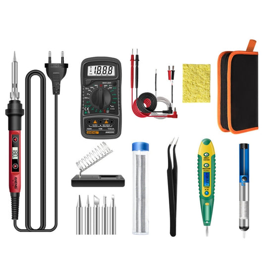 ANENG SL102 Kit de Fer à Souder à Température Constante Numérique pour Ménage 16 pièces/ensemble 60W Kit d'Outils de Soudage à Chaleur Interne (Fiche UE)