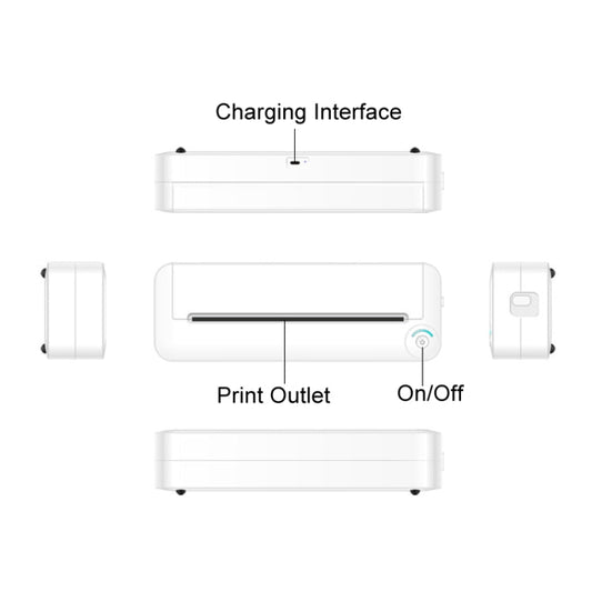 Bluetooth Connection Inkless A4 Printer Portable Mini Student Office Home Photo Printer, Model: X8