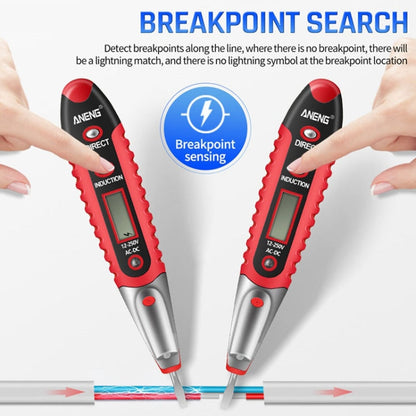 ANENG VD700 2pcs Sound and Light Alarm Non-contact Digital Display Sensor Multi-function Test Pen(Black Red)
