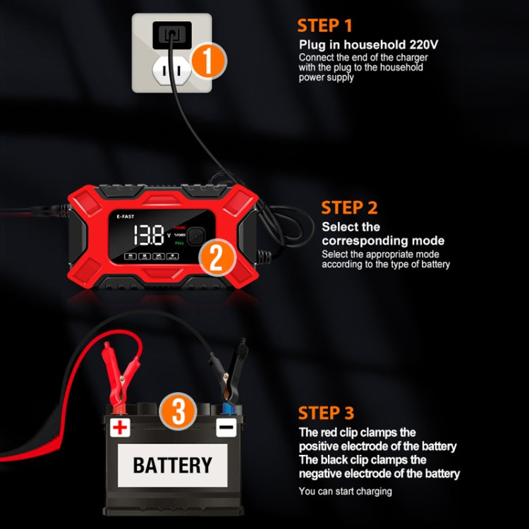 E-FAST 12V Motorcycle Car Battery Charger(UK Plug)