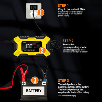 Chargeur de batterie de voiture/moto 12V E-FAST (prise UK)