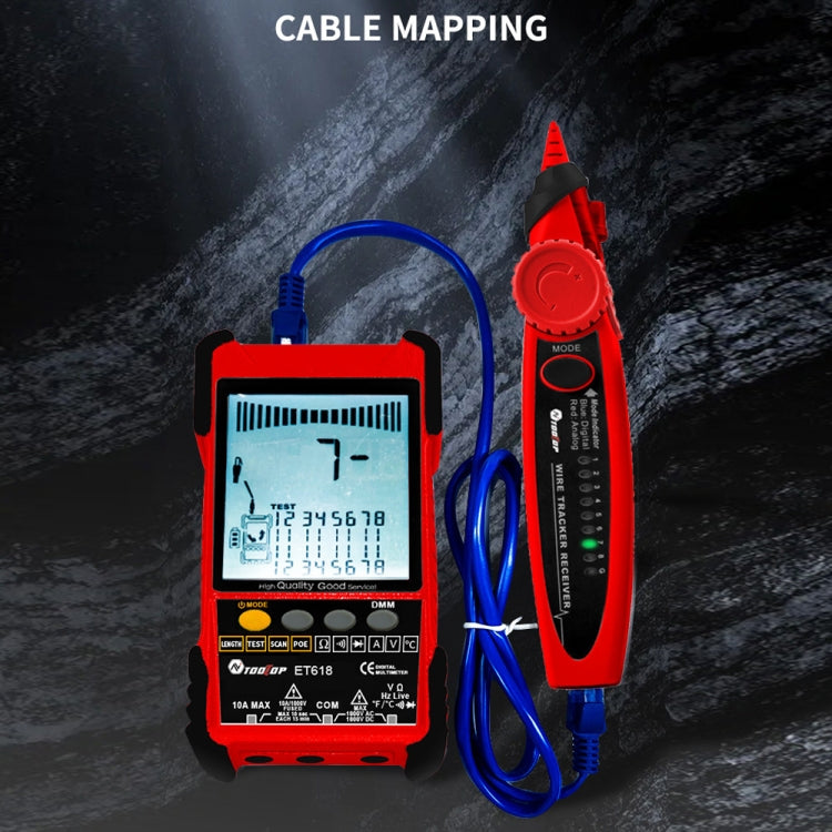 TOOLTOP 600m/1968ft Network Cable Length 2 in 1 Network Cable Finder Multimeter(7 pcs/set)