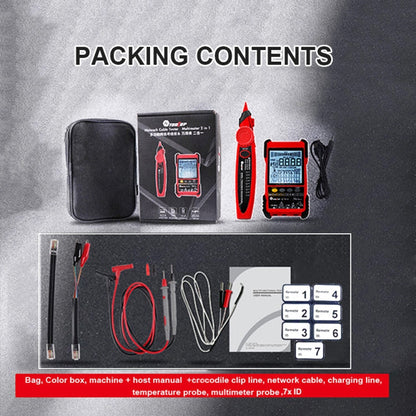 TOOLTOP 600m/1968ft Network Cable Length 2 in 1 Network Cable Finder Multimeter(7 pcs/set)