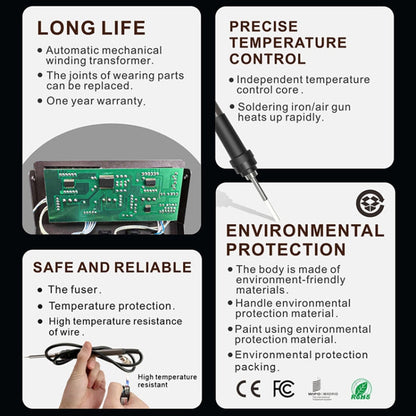 BAKU BA-601C+ Digital Display 2-In-1 Electric Soldering Iron Heat Exchanger Mobile Phone Maintenance Desoldering US Plug 110V