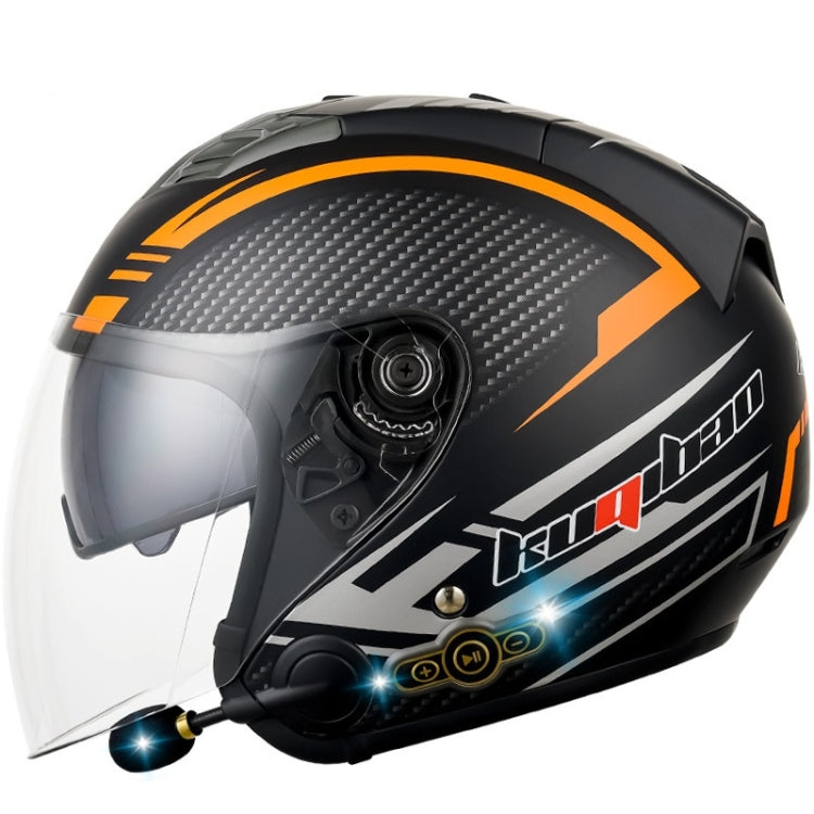KUQIBAO Motorcycle Smart Bluetooth Sun Protection Double Lens Safety Helmet, Size: M(Matte Black Phantom Fiber)