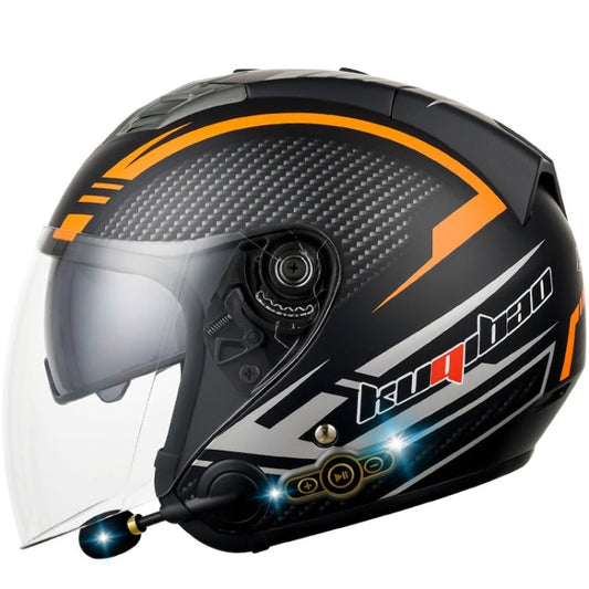 KUQIBAO Motorcycle Smart Bluetooth Sun Protection Double Lens Safety Helmet, Size: L(Matte Black Phantom Fiber)