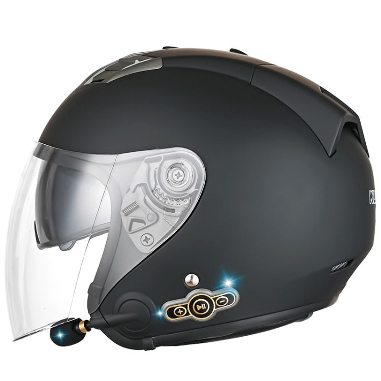 Casque de sécurité intelligent de moto KUQIBAO Bluetooth double lentille anti-UV, taille : L (noir mat)
