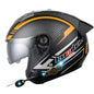 Casque de moto intelligent Bluetooth KUQIBAO, protection solaire, double lentille de sécurité, taille : XL (fibre fantôme noire mate + queue noire)