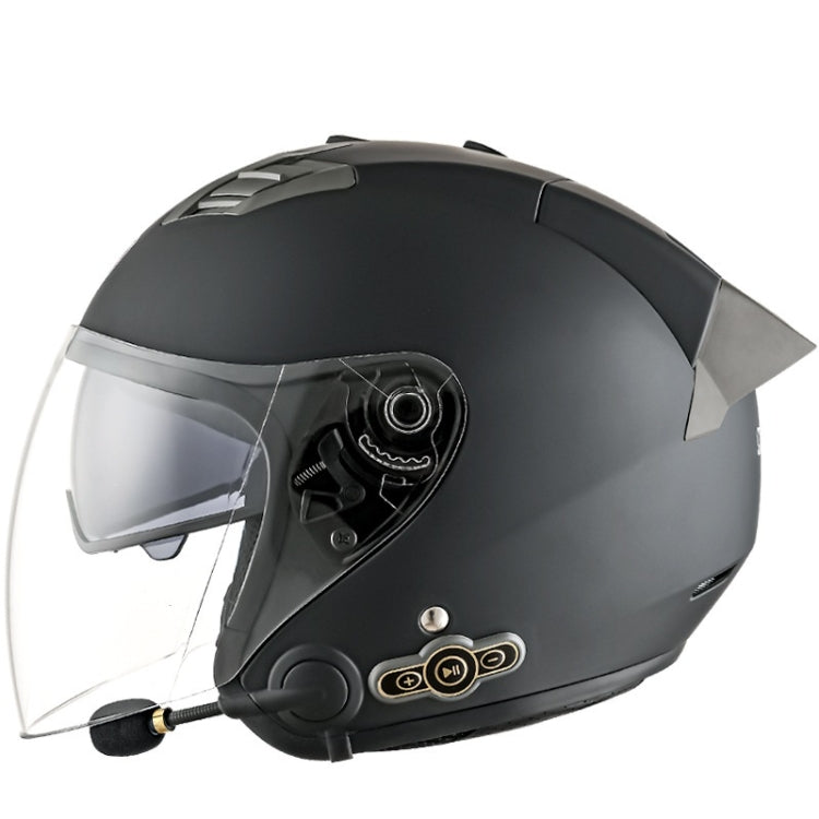 KUQIBAO Motorcycle Smart Bluetooth Sun Protection Double Lens Safety Helmet, Size: XL(Matte Black+Gray Tail)