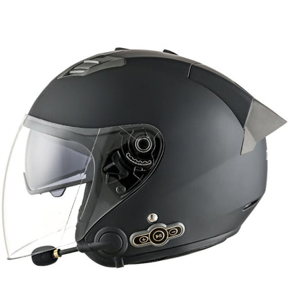 KUQIBAO Motorcycle Smart Bluetooth Sun Protection Double Lens Safety Helmet, Size: XL(Matte Black+Gray Tail)