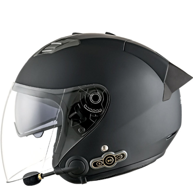 Casque de moto intelligent Bluetooth KUQIBAO, protection solaire, double lentille, taille XXL (noir mat + queue noire)