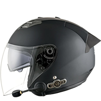 Casque de moto intelligent Bluetooth KUQIBAO, protection solaire, double lentille, taille XXL (noir mat + queue noire)