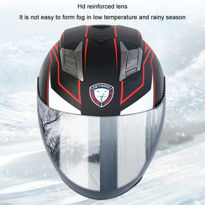 KUQIBAO Motorcycle Smart Bluetooth Sun Protection Double Lens Safety Helmet, Size: M(White Phantom Fiber)
