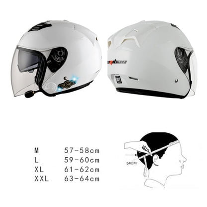 Casque de sécurité intelligent de moto KUQIBAO Bluetooth double lentille anti-UV, taille : L (noir mat)