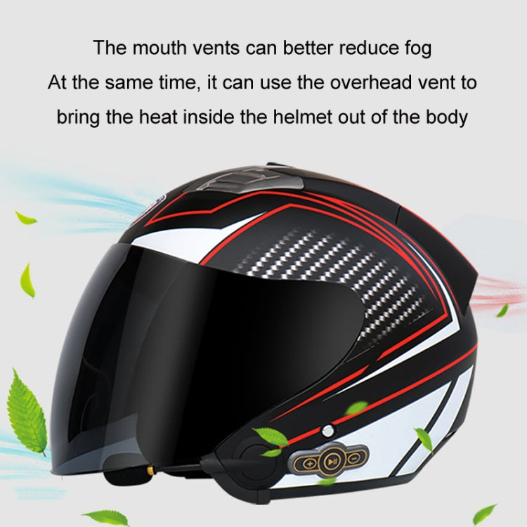 KUQIBAO Motorcycle Smart Bluetooth Sun Protection Double Lens Safety Helmet, Size: L(Matte Black Phantom Fiber)
