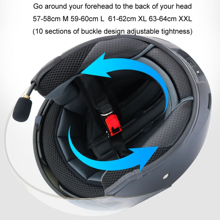 KUQIBAO Motorcycle Smart Bluetooth Sun Protection Double Lens Safety Helmet, Size: L(Matte Black Phantom Fiber)