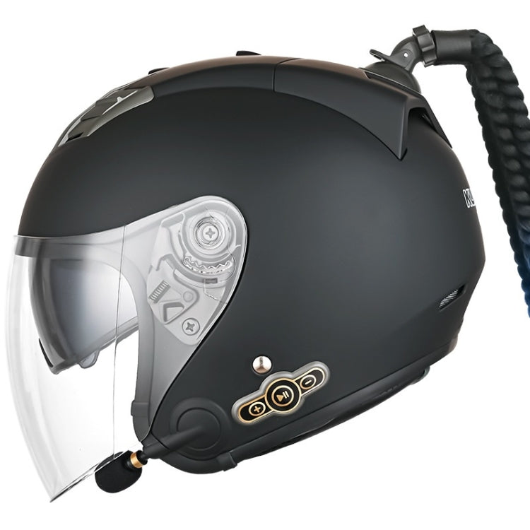 Casque de moto Bluetooth KUQIBAO à double lentille avec tresse, taille : L (noir dépoli)