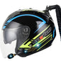 Casque de moto Bluetooth KUQIBAO à double lentille avec tresse, Taille : XXL (Fibre Fantôme Noir Brillant)