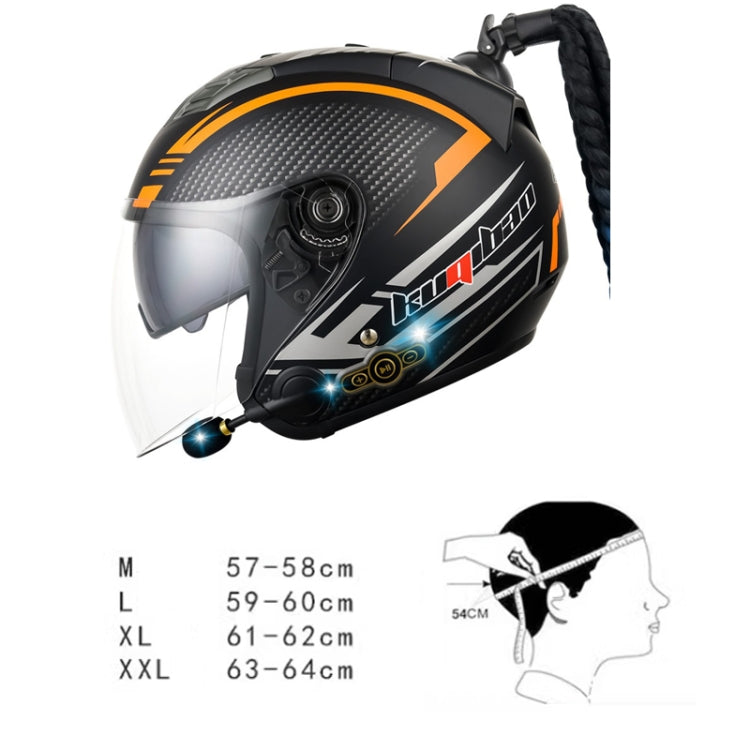 KUQIBAO Motorcycle Bluetooth Headset Double Lens Helmet With Braid, Size: M(White Phantom Fiber)