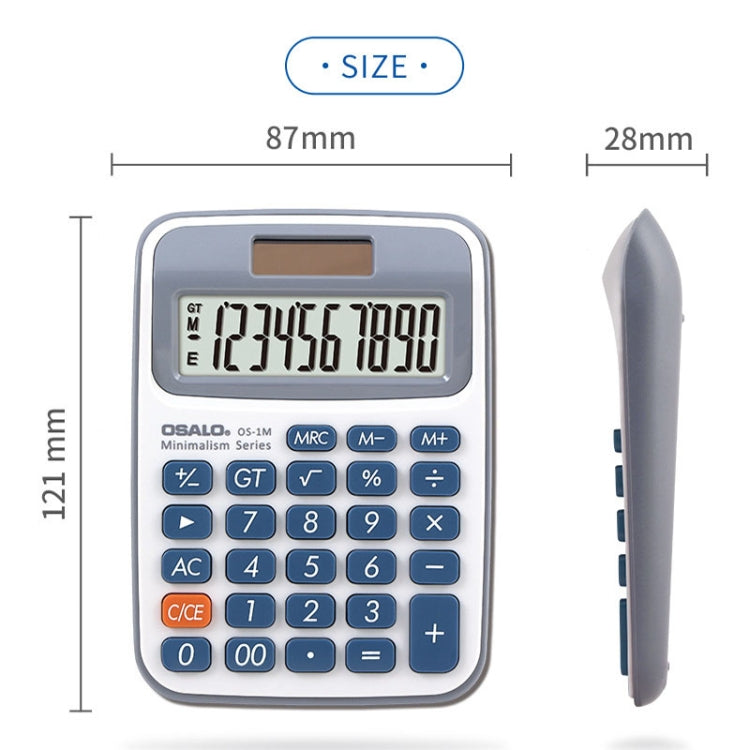 Calculatrice de bureau OSALO 10 chiffres à écran LCD, double alimentation solaire, mini calculatrice pour étudiant