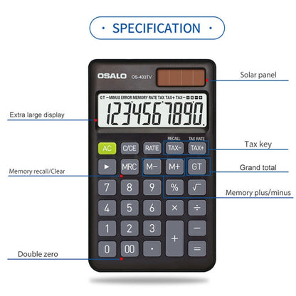 OSALO OS-403TV 10-digit LCD Screen Solar Dual Power Supply Mini Student Desktop Calculator