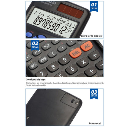 OSALO 240 Functions LCD Screen Solar Dual Power Supply Plug-in Teaching Calculator