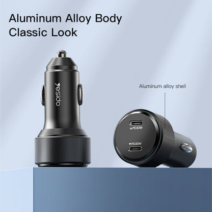 Yesido Y48  60W Car Fast Charger Aluminum Aluminum Double Type-C/USB-C Port Car Charger(Black)