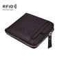 DEABOLAR Men Short Type PU Wallet Retro Zipper RFID Antimagnetic Card Holder(Dark Coffee)