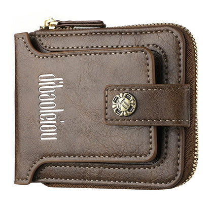 DEABOLAR  Men Wallet Horizontal Zipper Retro Coin Purse Card Holder(Light Coffee)