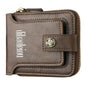 DEABOLAR  Men Wallet Horizontal Zipper Retro Coin Purse Card Holder(Light Coffee)