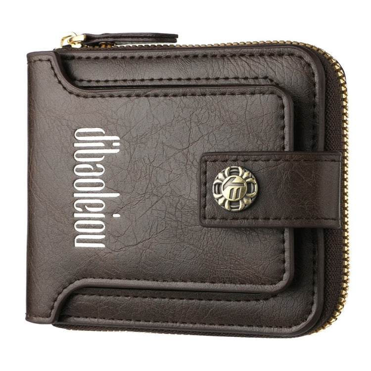 DEABOLAR Portefeuille Homme Horizontal Fermeture Éclair Rétro Porte-monnaie Porte-cartes (Marron Foncé)