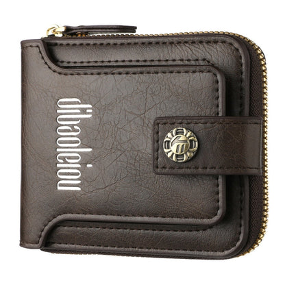 DEABOLAR Portefeuille Homme Horizontal Fermeture Éclair Rétro Porte-monnaie Porte-cartes (Marron Foncé)