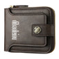 DEABOLAR Portefeuille Homme Horizontal Fermeture Éclair Rétro Porte-monnaie Porte-cartes (Marron Foncé)