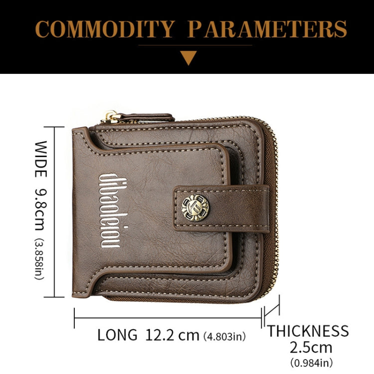 DEABOLAR Portefeuille Homme Horizontal Fermeture Éclair Rétro Porte-monnaie Porte-cartes (Marron Foncé)