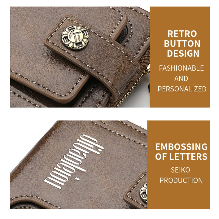 DEABOLAR Portefeuille Homme Horizontal Fermeture Éclair Rétro Porte-monnaie Porte-cartes (Marron Foncé)