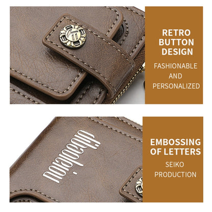 DEABOLAR Portefeuille Homme Horizontal Fermeture Éclair Rétro Porte-monnaie Porte-cartes (Marron Foncé)