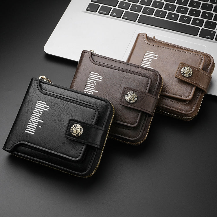 DEABOLAR  Men Wallet Horizontal Zipper Retro Coin Purse Card Holder(Light Coffee)