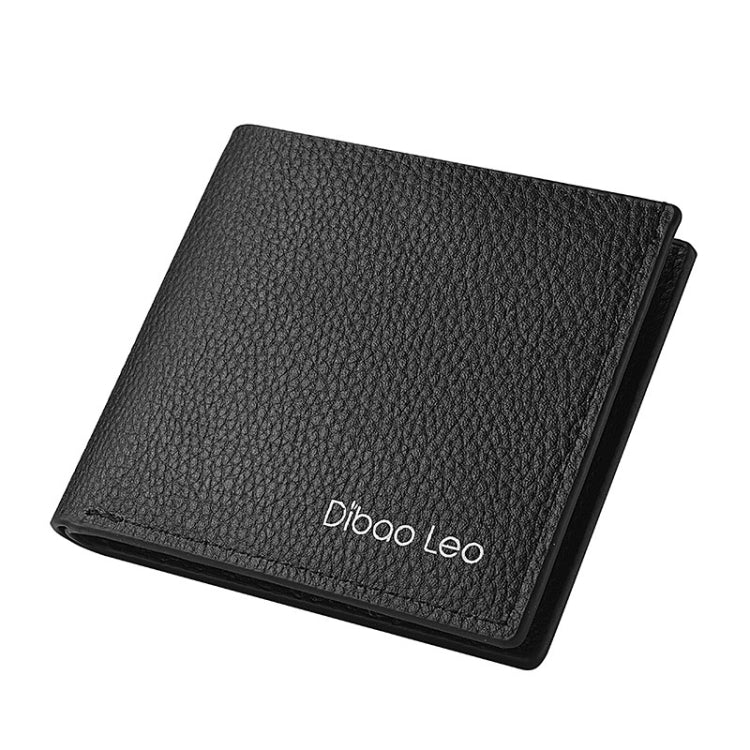 DEABOLAR  Men PU Leather Short Wallet Zipper Coin Purse Card Holder(Black Horizontal)