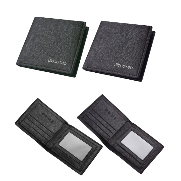 DEABOLAR  Men PU Leather Short Wallet Zipper Coin Purse Card Holder(Black Horizontal)