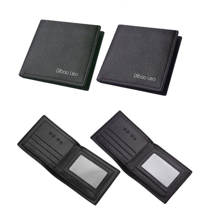 DEABOLAR  Men PU Leather Short Wallet Zipper Coin Purse Card Holder(Black Horizontal)