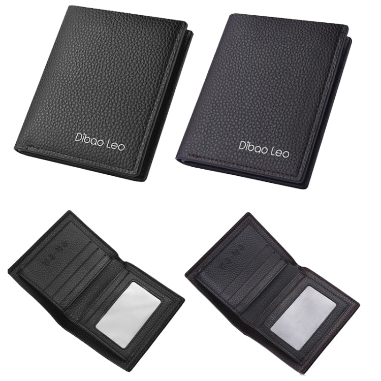 DEABOLAR  Men PU Leather Short Wallet Zipper Coin Purse Card Holder(Black Vertical)
