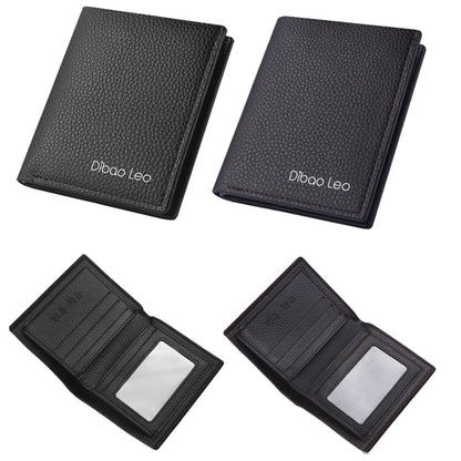 DEABOLAR  Men PU Leather Short Wallet Zipper Coin Purse Card Holder(Black Vertical)