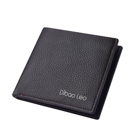 DEABOLAR  Men PU Leather Short Wallet Zipper Coin Purse Card Holder(Brown Horizontal)